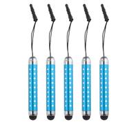 QUARKZMAN 5Pcs Bolígrafos Stylus para Pantallas Táctiles Retráctiles Mini Bolígrafos Capacitivos de Diamante de Estrás para Dispositivos Universales de Pantalla Táctil Azul Claro