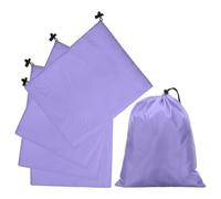 QUARKZMAN 5Pcs Bolsa Cordón Poliéster 210D Con Cierre, 10" X 12" Bolsa Almacenamiento Viaje Impermeable Bolsa Plegable Para Organizador Ropa Gimnasia O Viaje, Color Lila Claro
