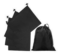 QUARKZMAN 5Pcs Bolsa Poliéster 210D Con Cierre Cordón Y Hebilla, 10" X 12" Bolsa Almacenamiento Impermeable Plegable Para Viajes Bolsa Cierre Para Organizar Ropa Gimnasia O Viaje, Negro