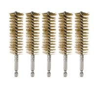 QUARKZMAN 5Pcs Cepillo de Latón para Limpiar Diámetro 25mm con Cerdas de Alambre de Bronce Retorcido y Mango 1/4" Vástago Hexagonal para Tubos Puertos Rodamientos