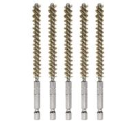 QUARKZMAN 5Pcs Cepillo de Latón para Limpiar Diámetro 8mm Tubos de Cepillo de Alambre de Bronce Retorcido con Mango 1/4" Vástago Hexagonal para Tubos Puertos Rodamientos