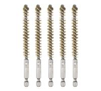 QUARKZMAN 5Pcs Cepillo de Latón para Limpiar Diámetro 9mm con Cerdas de Alambre de Bronce Retorcido y Mango 1/4" Vástago Hexagonal para Tubos Puertos Rodamientos