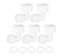 QUARKZMAN 5Pcs Codo Roscado 1/2 Pulgada Hembra ID a 3/8 Pulgada Tubo OD Conector Rápido de Tubo con Anillos de Goma Conexión por Empuje para Sistema de Ósmosis Inversa RO