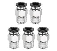 QUARKZMAN 5pcs Conector Rápido de Latón a Presión 5/16" Tubería OD x 1/4" NPT Acoplador Rectos Roscado Macho de Conexión Rápida para Sistemas Neumáticos de Frenos de Aire de Remolques, Negro