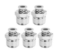 QUARKZMAN 5pcs Conector Rápido de Latón a Presión 6mm Tubería OD x 3/8" NPT Acoplador Rectos Roscado Macho de Conexión Rápida para Sistemas Neumáticos de Frenos de Aire de Remolques, Blanco