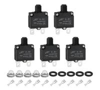 QUARKZMAN 5PCS Disyuntores Térmicos 16A, 125/250V AC, 32V DC Disyuntor De Protección Contra Sobrecarga Con Reinicio Manual Botón Pulsador Con Tapas Impermeables Para Botones Terminales, X-B1