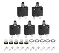 QUARKZMAN 5PCS Disyuntores Térmicos 30A, 125/250V AC, 32/50V DC, Protector De Sobrecarga Con Reinicio Manual, Botón Pulsador, Con Terminales De Conexión Rápida Y Tapas Impermeables, L-MC