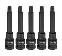 QUARKZMAN 5pcs Enchufe Estrella Torx T50 100 Mm/3.94" Longitud 1/2" Cuadrado Accionamiento Extensión Impacto Estrella 6 Puntos Juego Conducción Tuerca Potencia S2 Juego Brocas, Negro