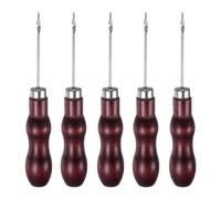 QUARKZMAN 5Pcs Herramienta de Costura Manual de Doble Punta En Forma de Calabaza con Mango de Madera para Perforar, Reparar Y Hacer Manualidades, Color Madera de Rosa
