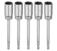 QUARKZMAN 5pcs Llave de Vaso Hexagonal, 17mm Impacto Casquillo para Taladro 1/4" Vástago 150mm Extra Largo Cr-V Métrica Punta Tornillo Ajustador para Atornillador Eléctrico Mecánico Tuercas