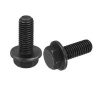 QUARKZMAN 5Pcs M10-1.5 x 25mm Tornillos Hexagonales con Arandela Métricos Roscado Completo DIN 6921 Tornillos Hexagonales con Arandela Acero al Carbón Plateado en Negro Óxido Negro