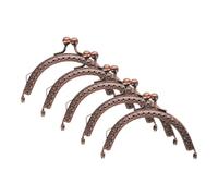 QUARKZMAN 5pcs Marco de Bolso de Metal, 8.5cm/3.3" Retro Arco Cierre de Beso Marco Repujado para Bolso de Mano, Monedero, Bolso de Embrague, Reemplazos de Hardware de Marco (Bronce Rojo)
