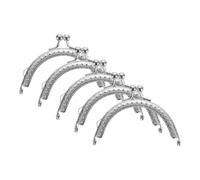 QUARKZMAN 5pcs Marco de Bolso de Metal, 8.5cm/3.3" Retro Arco Cierre de Beso Marco Repujado para Bolso de Mano, Monedero, Bolso de Embrague, Reemplazos de Hardware de Marco (Plata)