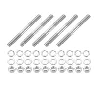 QUARKZMAN 5pcs Pernos Prisioneros de Doble Extremo, M8x80mm Acero Inoxidable 304 Varillas Roscadas Dobles con Tuercas y Arandelas Planas & de Seguridad Perno Prisionero de Doble Roscado