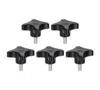QUARKZMAN 5pcs Pomos de Estrella M8 x 20mm Rosca Macho Plástico Pomo de Sujeción de Tornillo de Apriete Manual, Negro