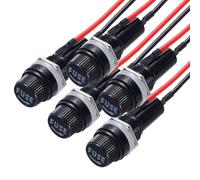 QUARKZMAN 5Pcs Porta Fusibles De Panel 6x30mm AC 250V 10A/AC 125V 15A Porta Fusibles Con Tapa De Rosca Y Cables Presoldados, Puerto De Forma Redonda