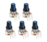 QUARKZMAN 5Pcs Potenciómetro Rotativo De 500K Ohm, WH148 3 Pines De Una Vuelta Taper Lineal Resistencia Variable Con Interruptor Para Regulación De Velocidad De Inversor, Negro Azul