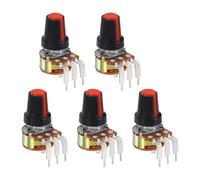 QUARKZMAN 5Pcs Potenciómetro Rotatorio De 5K Ohm, WH148 3 Pines Una Vuelta Lineal Resistencia Variable Con Interruptor Para Regulación De Velocidad De Inversor, Negro Rojo