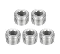 QUARKZMAN 5Pcs Tapones De Tubería Con Roscas Macho, NPT 1/4" De Acero Inoxidable Con Hexágono Interno Para Conexión Y Sellado De Tuberías, Plateado