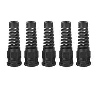 QUARKZMAN 5pcs Tuerca de Cable Impermeable PG16 Prensaestopas Espiral de Nylon Tensión Pigtail Unión con Junta para Cable de 10-13mm Fijación y Electrodomésticos Negro