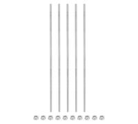 QUARKZMAN 5pcs Varilla Roscada M4 x 150mm, Perno Roscado a la Derecha Métrico Varillas Roscadas Completas de Acero Inoxidable con 10pcs Tuercas Hexagonales de 1.25mm Paso, Plateado