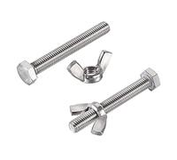 QUARKZMAN 5uds M8x60mm Hexagonales Pernos, 5uds M8 Tuerca Mariposa, 304 Inoxidable Acero Sujetador Juego