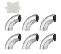 QUARKZMAN 6 Codos De 90 Grados Conformados Por Mandril Con Guantes De Soldadura, 0.87 Pulgadas De Diámetro Exterior 18 GA/0.05 Pulgadas De Espesor Acero Inoxidable 304 Codo De 90°