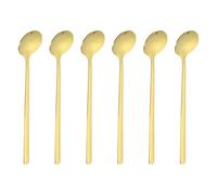 QUARKZMAN 6 Cucharas Para Revolver Té 6"(15cm) Acero Inoxidable 410 Cucharas Redondas Para Sopa Con Mangos Largos Para Espresso Azúcar Postre Cereal Helado Cóctel Café Accesorios Dorado