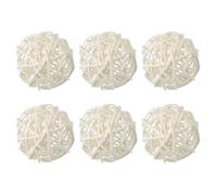 QUARKZMAN 6 Pcs Bolas De Ratán De Mimbre 2.4 Pulgadas Bolas Decorativas De Ratán Rellenos para Floreros para Bodas Centros De Mesa Tazones Decoración del Hogar, Beige