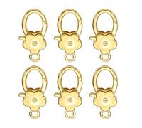 QUARKZMAN 6 Pcs Broches De Langosta Con Forma De Flor, Ganchos De Metal Para Llaveros, Manualidades DIY, Charm Para Bolsas, Oro K