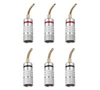 QUARKZMAN 6 Pcs Conectores Banana De Pines Flexibles 8.5mm (5/16") Conectores Jack Banana 2mm Conectores Banana Chapados En Oro para Terminales con Resorte Cable De Altavoz Acabado Mate