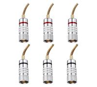 QUARKZMAN 6 Pcs Enchufes Banana De Pines Flexibles 8.5mm (5/16") Conectores Jack para Terminales con Resorte Cables De Altavoz Dorado Brillante