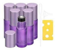 QUARKZMAN 6 Pcs Frasco Roller Para Aceites Esenciales 5ml/0.17oz Frasco De Vidrio Recargable Mini Roll On Antifugas Para Aceites Esenciales Perfume Fragancia Morado