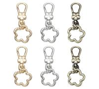 QUARKZMAN 6 Pcs Gancho Giratorio De Langosta Para Llavero De Metal Con Anillo Flor Desmontable Y Cierre Rápido Para Manualidades Mochila Bolsa Cordón Dorado Claro/Plateado/Bronce