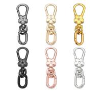 QUARKZMAN 6 Pcs Gancho Giratorio Metal Para Llavero Con Cierre Langosta Anillos Liberación Ganchos Presión Desmontables Doble Apertura Plateado/Gunmetal/Negro/Dorado/Dorado Claro/Rosa Dorado