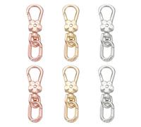 QUARKZMAN 6 Pcs Gancho Giratorio Para Llavero Metal Con Cierre Langosta Anillos Ovalados Desmontables Con Ganchos Doble Apertura Rápida Para Manualidades Mochila Dorado/Plateado/Rosa Dorado