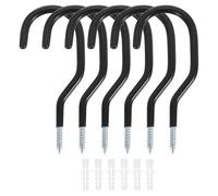QUARKZMAN 6 Pcs Ganchos Para Bicicleta De 5.91 Pulgadas De Alta Resistencia, Ganchos De Tornillo Para Bicicleta Colgadores Colgador De Pared Techo Almacenamiento, Negro