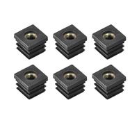 QUARKZMAN 6 Pcs Insertos para Tubos Cuadrados con Rosca M8 para Tubo Cuadrado de 0.79"X0.79" de Diámetro Exterior Tapón de Plástico Negro para Insertar Rueda Tapón Final