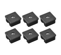 QUARKZMAN 6 Pcs Insertos para Tubos Cuadrados con Rosca M8 para Tubo Cuadrado de 1.5"X1.5" Od Tapón de Plástico Negro para Ruedas Tapón Final para Patas de Muebles