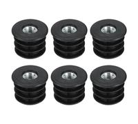 QUARKZMAN 6 Pcs Insertos para Tubos Redondos con Rosca M8 para Tubo Redondo de 25mm/0.98" Tapón Redondo de Plástico Negro Inserto para Ruedas de Silla