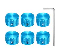 QUARKZMAN 6 Pcs Perillas de Potenciómetro de Aluminio, 1/4" (6mm) Perillas de Control de Volumen y Tono Universales para Guitarra, Bajo, Twill 5/8" Azul