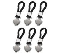 QUARKZMAN 6 Pcs Pinzas Para Toallas Con Lazo De Algodón Para Colgar Ganchos De Toalla Multiusos De Metal De 4.3 Pulgadas Para Colgar Ropa En Casa Cocina O Baño Negro(Corazón)