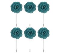 QUARKZMAN 6 Pcs Ramilletes de Novio Ramilletes de Rosa Alfileres 9 x 4 cm para Hombres Boda Ceremonia Aniversario Cena Formal Fiesta Decoración Traje Cian