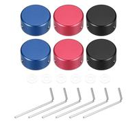 QUARKZMAN 6 Pcs Tapas de Interruptor de Pie para Pedales de Guitarra Tapas de Botón Cubierta Superior de Interruptor de Pie de Metal 3/8" para Botones de Pedales, Azul Oscuro, Negro, Rojo