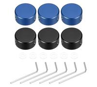 QUARKZMAN 6 Pcs Tapas de Interruptor de Pie para Pedales de Guitarra Tapas de Botón Cubierta Superior de Interruptor de Pie de Metal 3/8" para Botones de Pedales, Negro, Azul Oscuro