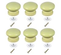QUARKZMAN 6 Pcs Tiradores De Madera Para Cajones, Tiradores Redondos De Madera Paras Con Agujero Individual Y Forma De Champiñón Con Para Muebles, Verde, 33x25mm/1.3x0.98pulgadas (DiaxA)