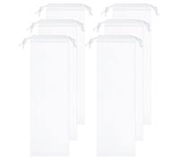 QUARKZMAN 6 Piezas Bolsas Para Paraguas 14.6" X 4.7" Bolsa De Almacenamiento Plegable Impermeable Portátil Reutilizable Fundas para Umbrella Mojados Con Cordón Para Viajes Blanco
