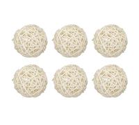 QUARKZMAN 6 Piezas de Bolas Decorativas de Ratán de Mimbre de 3.2 Pulgadas para Rellenar Jarrones en Bodas, Centros de Mesa y Decoración del Hogar, Color Blanco