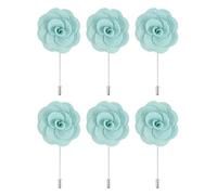 QUARKZMAN 6 Piezas de Boutonnieres de Rosa con Alfileres 3.5"x1.6" para Hombres Ceremonia de Boda Aniversario Cena Formal Fiesta Decoración de Traje Azul Océano