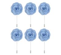 QUARKZMAN 6 Piezas de Boutonnieres de Rosa con Alfileres 3.5"x1.6" para Hombres Ceremonia de Boda Aniversario Cena Formal Fiesta Decoración de Traje Azul Claro